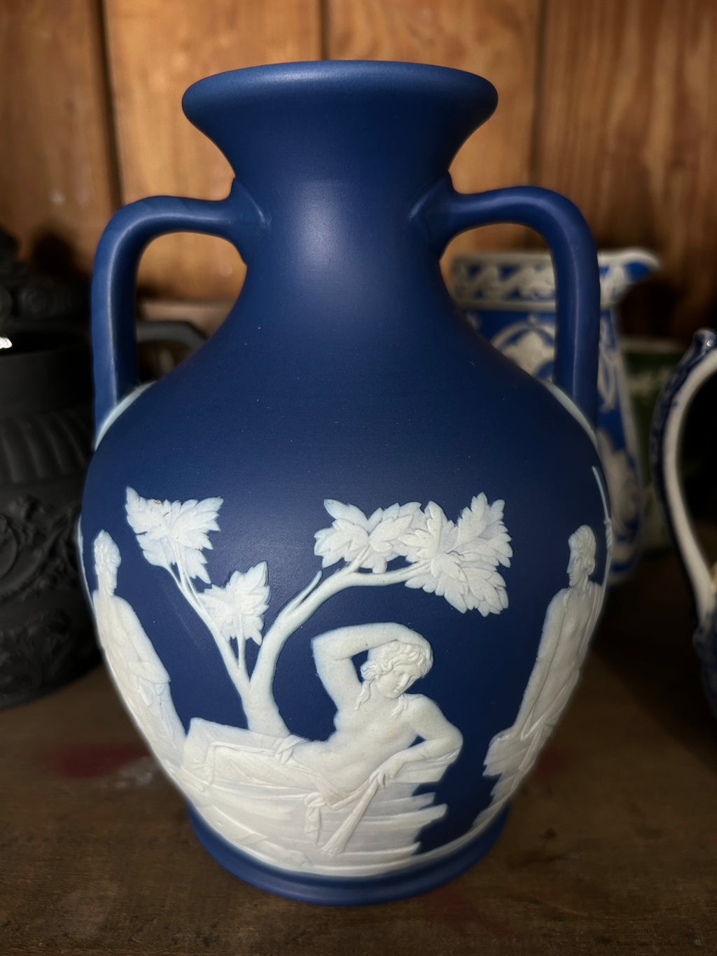 Antique Wedgwood Jasperware “Portland Vase” 7 1/2 by 5”