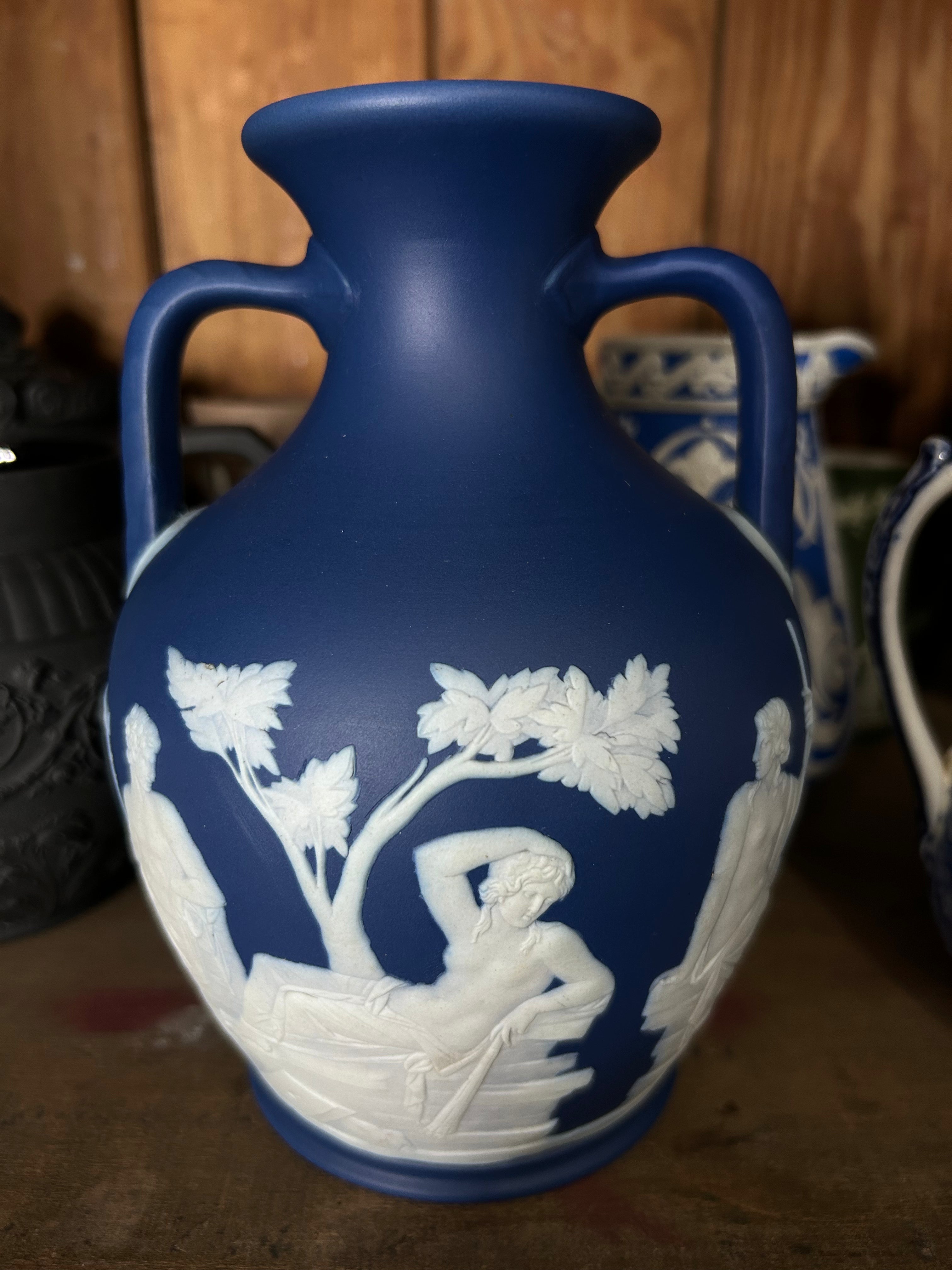 Antique Wedgwood Jasperware “Portland Vase” 7 1/2 by 5”