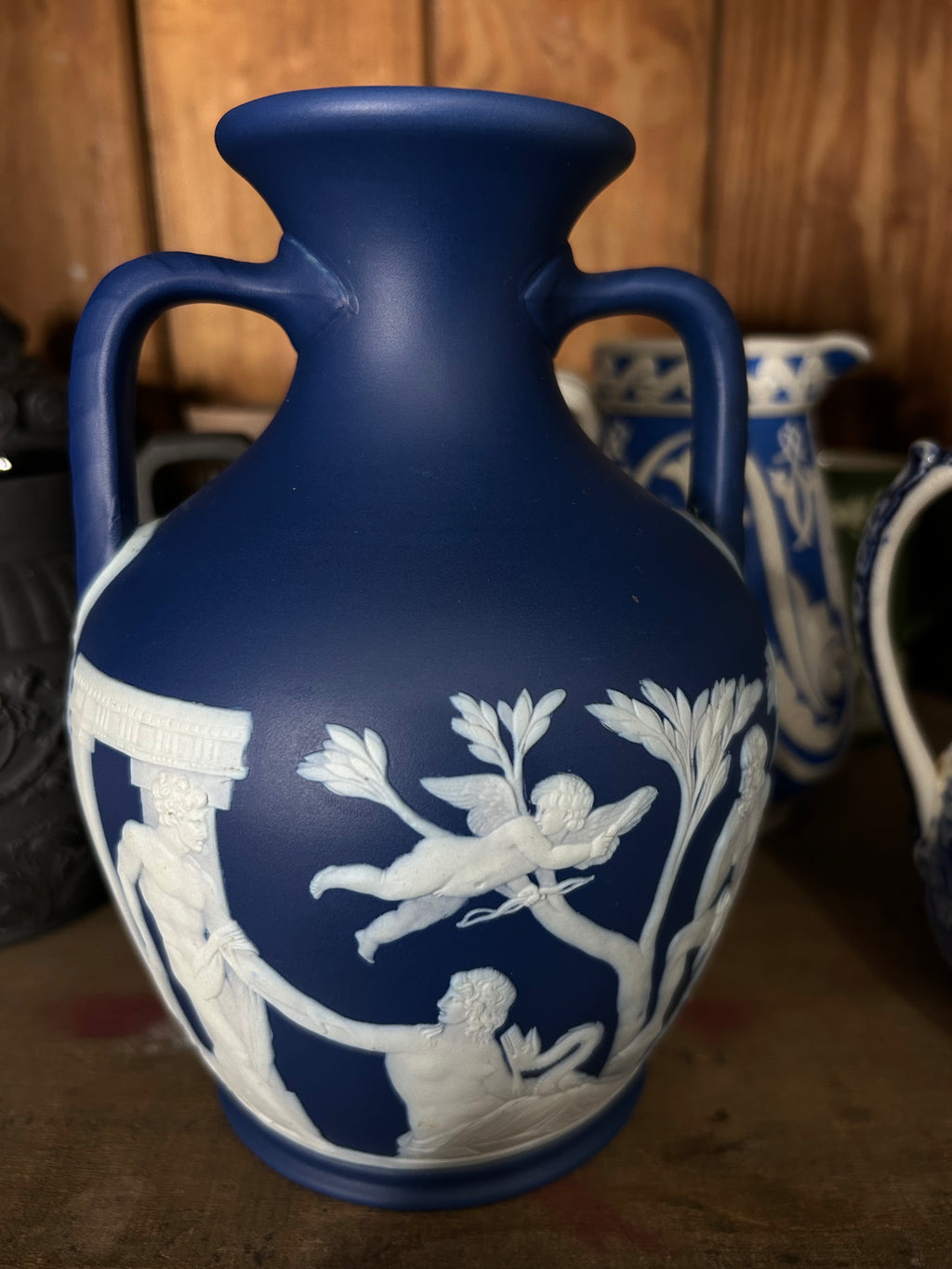Antique Wedgwood Jasperware “Portland Vase” 7 1/2 by 5”