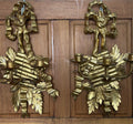 Stunning pair of Gilt Wood Three arm Wall Sconces